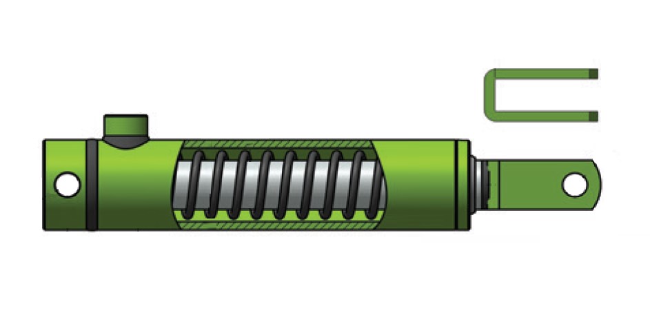 Hydraulic Single Acting Brake Cylinder/Ram, 30mm Rod, 100mm Stroke, 295mm Closed, Female Clevis, Ø14.5mm Pins