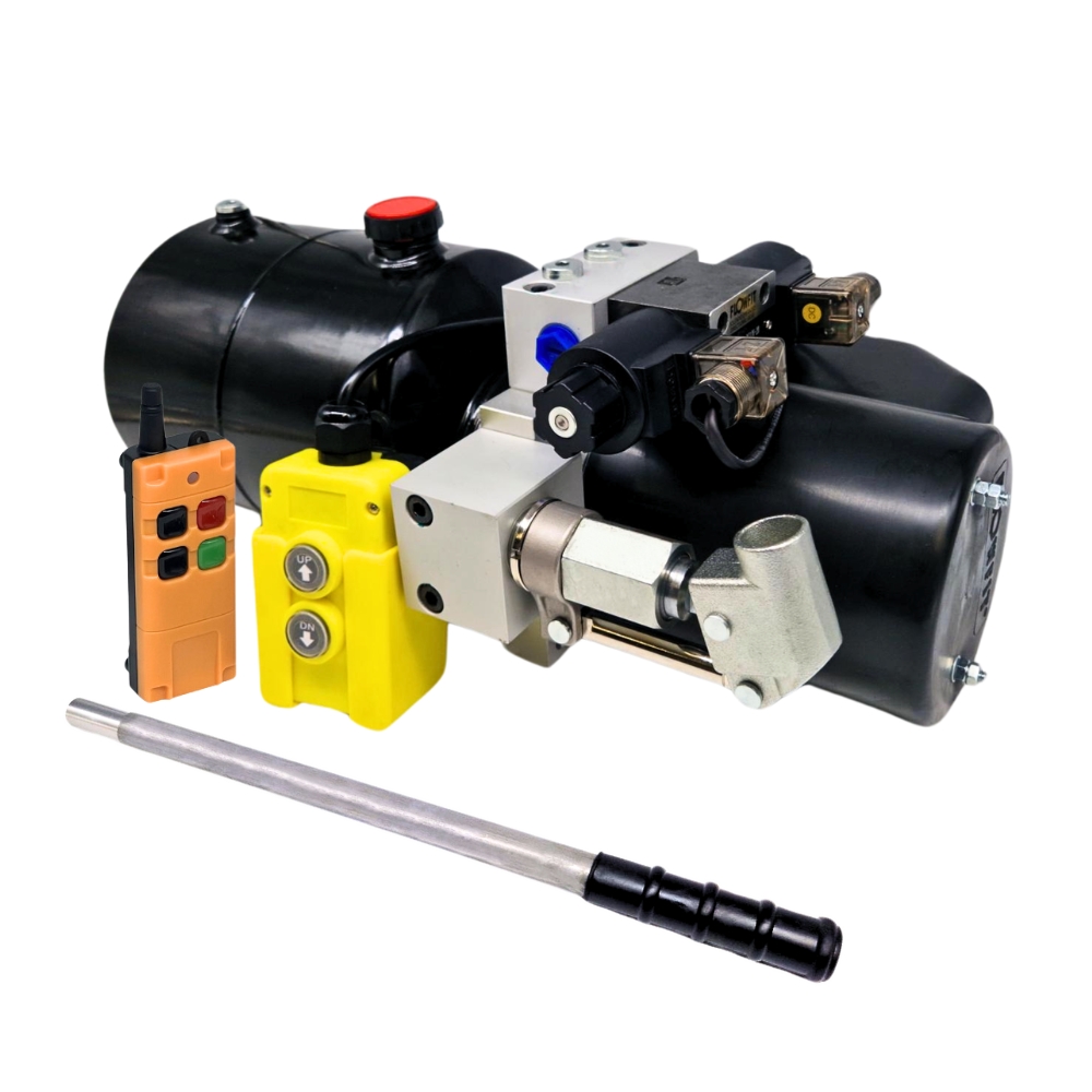 Flowfit 48V DC Double Acting Hydraulic Power Pack 1.6KW with 4L Steel Tank, Back Up Hand Pump & Wireless Remote