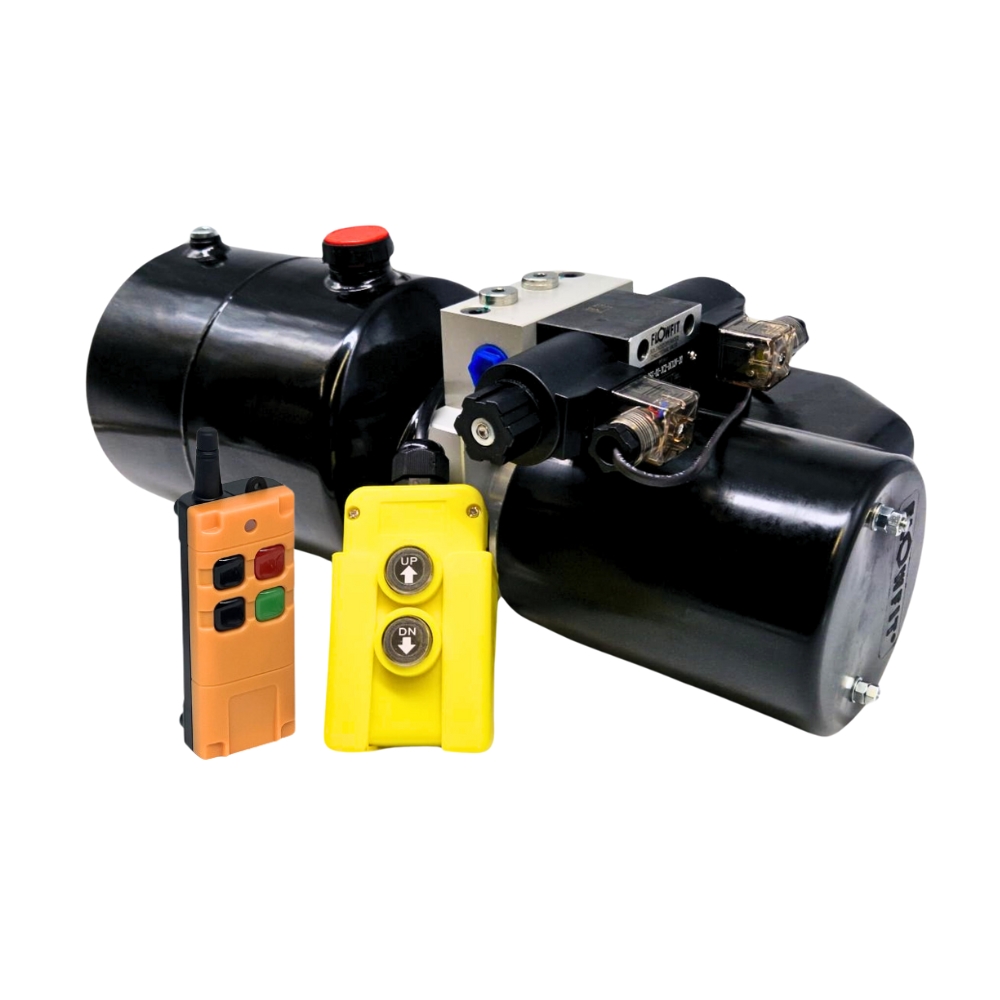 Flowfit 48V DC Double Acting Hydraulic Power Pack 1.6KW with 4L Steel Tank & Wireless Remote