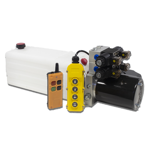 Flowfit 24V DC Double Acting, Double Solenoid Hydraulic Power pack with 4.5L Tank & Wireless Remote 1.6KW