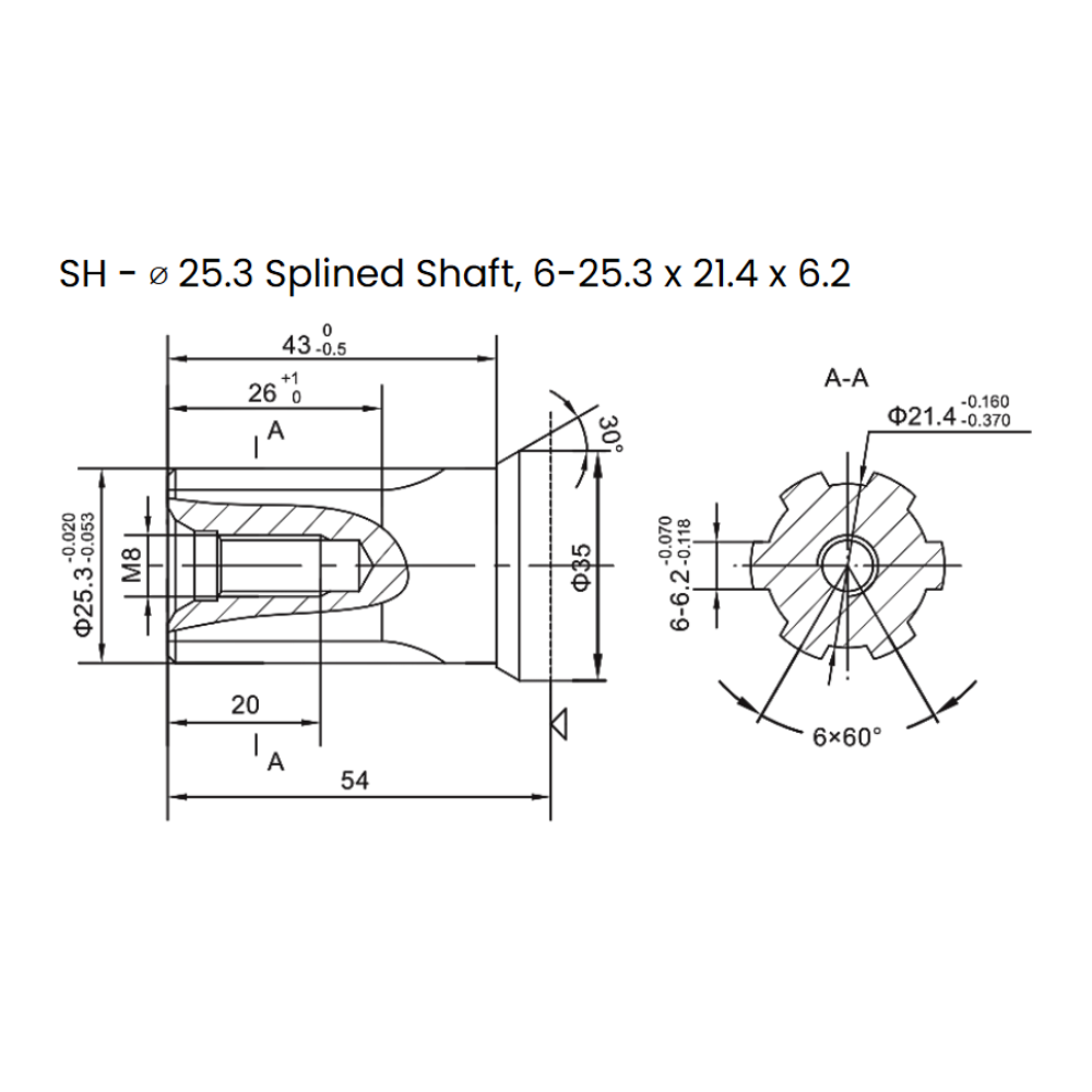 Flowfit Hydraulic Motor 316,5 cc/rev SAE 1 inch 6B Splined Shaft, 2 Hole Mount, High Pressure Seal