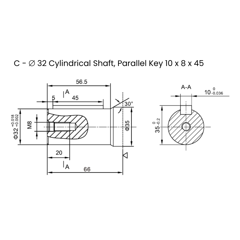 Flowfit Hydraulic Motor 80,8 cc/rev Wheel Mount 32mm Straight Shaft, Parallel key