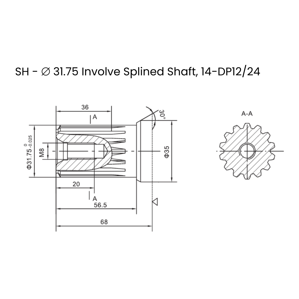 80CC, 4 Bolt Square Mount, 1.1/4 inch (31.75mm) Splined 14T Shaft, Low Speed High Torque Hydraulic Motor