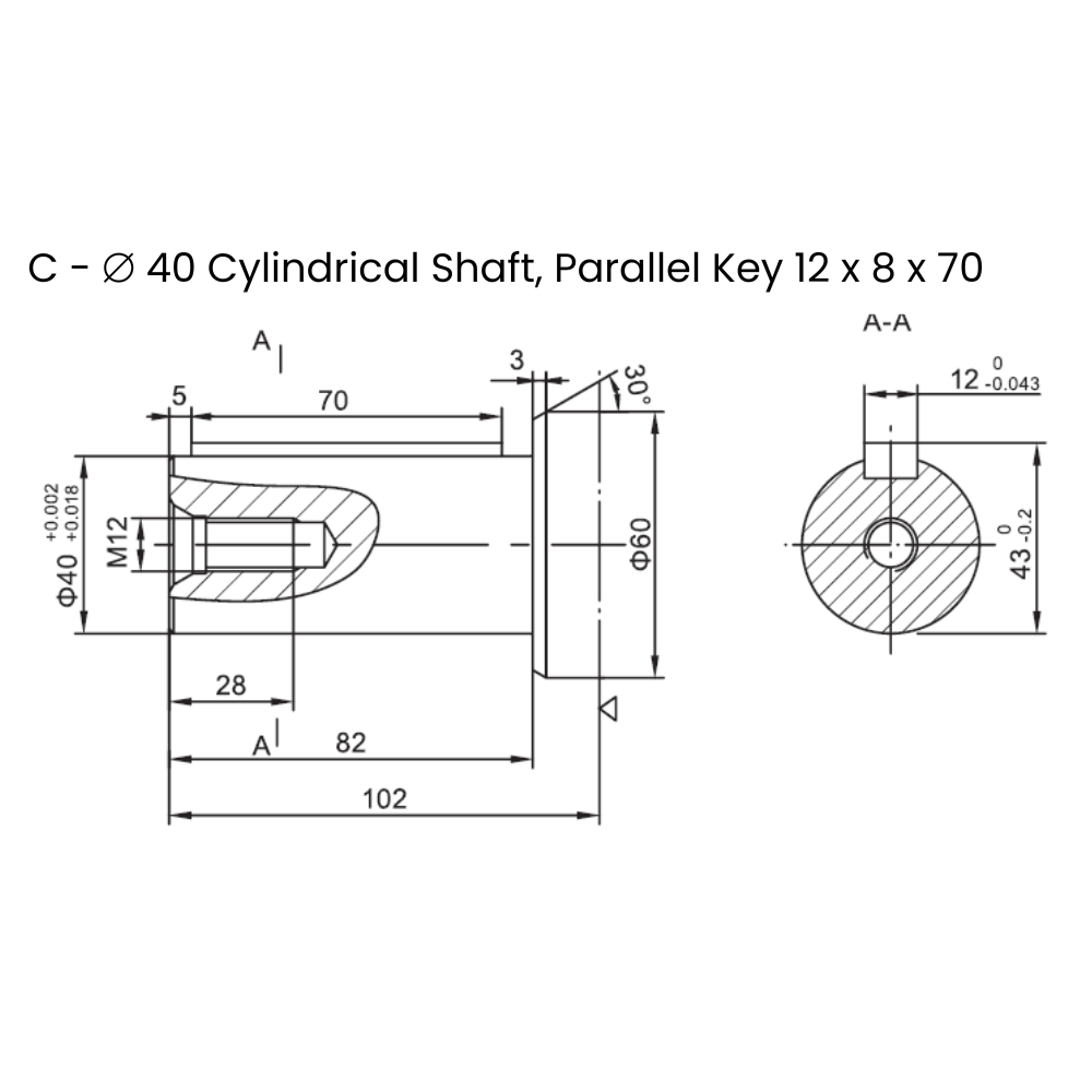 Flowfit Hydraulic Motor 158,8cc/rev 4-hole 40mm Parallel Keyed Shaft