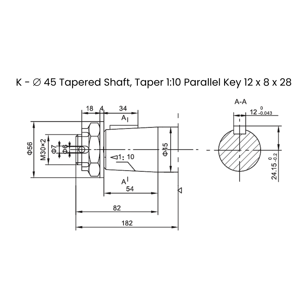 Flowfit Hydraulic Motor 158,8 cc/rev wheel mount tapered Shaft 1:10