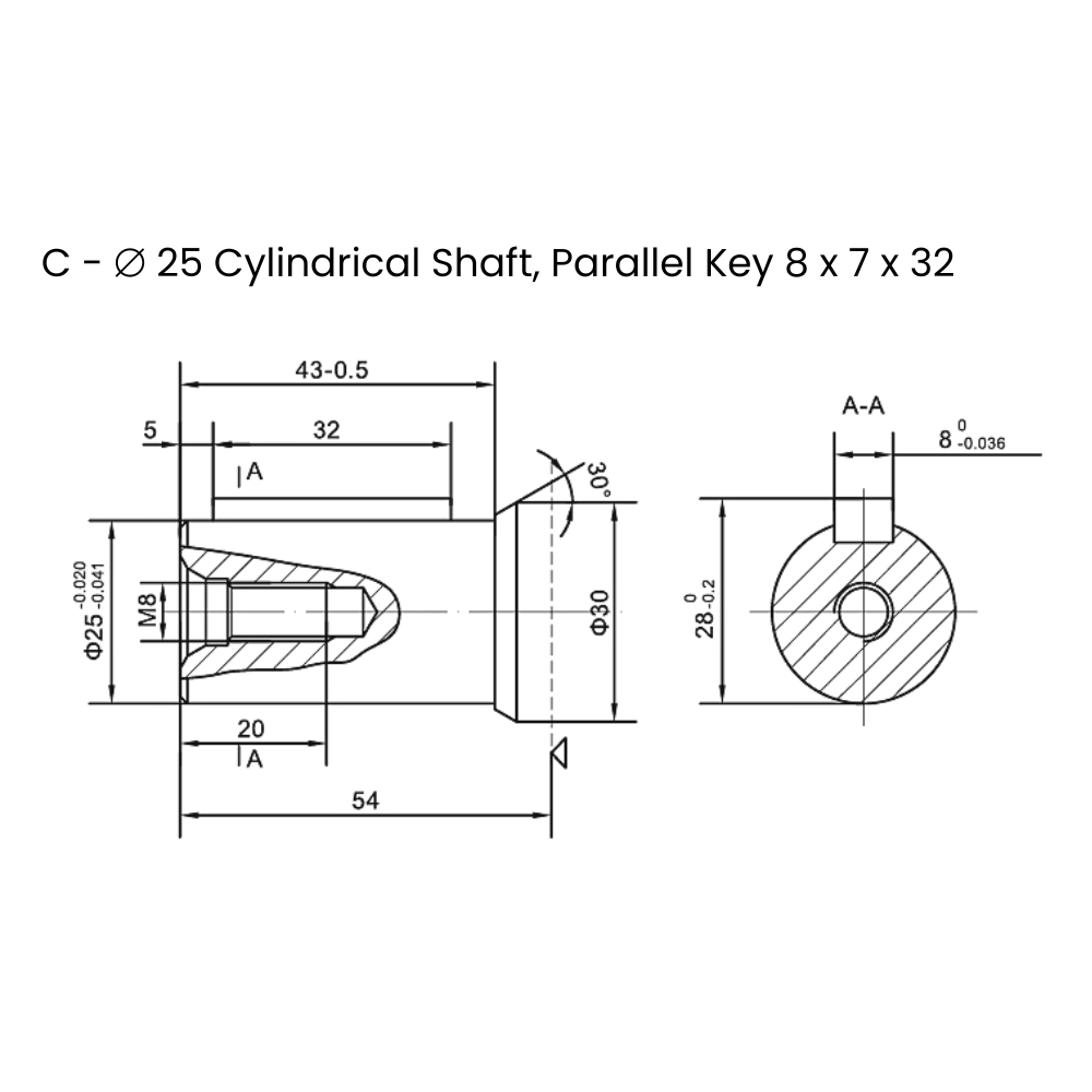 Flowfit Hydraulic Motor 51.7 cc/rev 25mm Parallel Keyed Shaft, 2 Hole Mount, High Pressure Seal