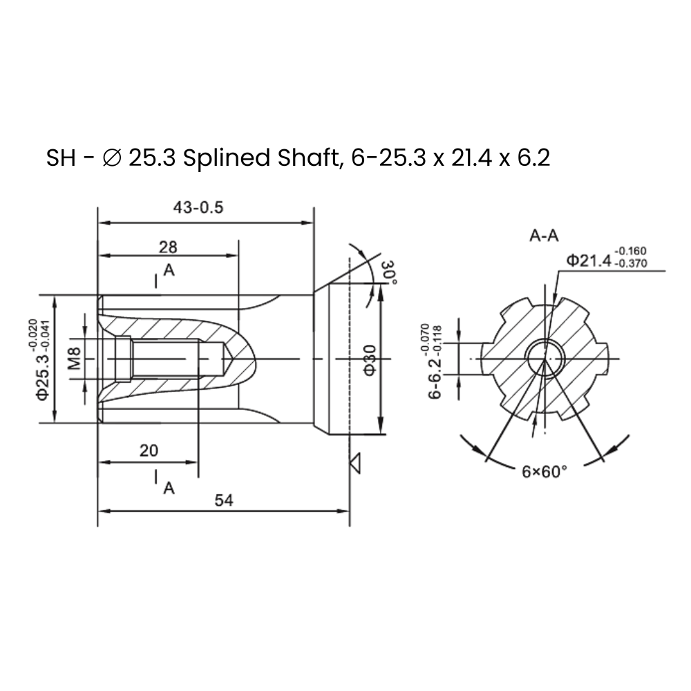 Flowfit Hydraulic Motor 51.7 cc/rev SAE 1 inch 6B Splined Shaft, 2 Hole Mount, High Pressure Seal