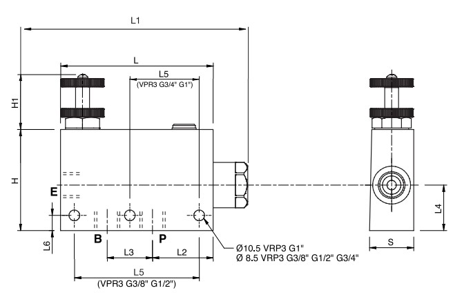 Hydraulic 3 Way Flow Control Valve, VPR3 3/8 with Second Function