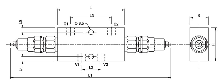 Hydraulic Double Overcentre Valve For Closed Centre VBCD 3/8 DE CC