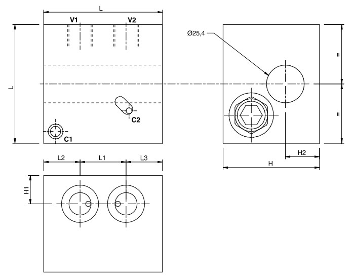 Hydraulic double pilot operated check valves weld, VBAS 70