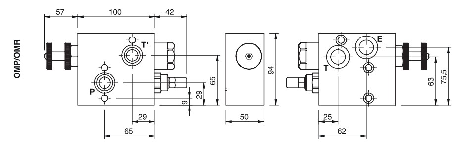 Flow Control Valve, Excess to Tank For Danfoss Motors OMP/OMR c/w Relief Valve On Priority Line, RFP3 1/2 OMP/OMR c/VMP