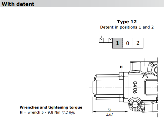 Walvoil DF10, Detent Kit in Position 1 and 2, Type 12