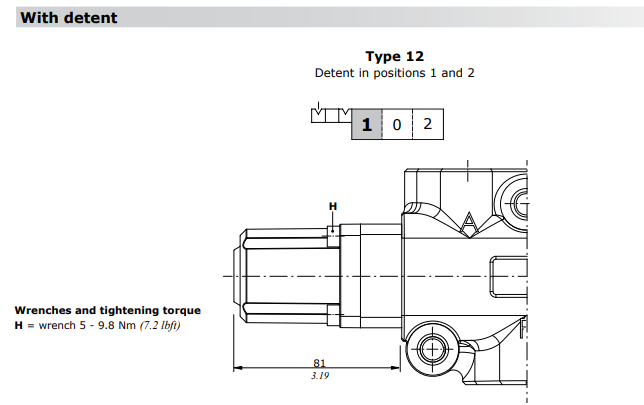 Walvoil DF25, Detent Kit in Position 1 and 2, Type 12