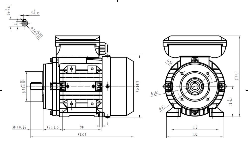 Tec Single Phase 230v Electric Motor, 0.37w 2 Pole 3000rpm With Face ...