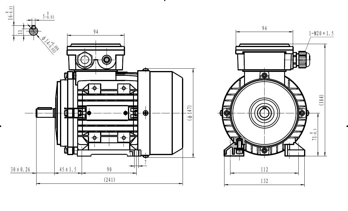 TEC Three Phase 400v Electric Motor 0 55Kw 4 Pole 1500rpm With Foot Mount Electric Motors