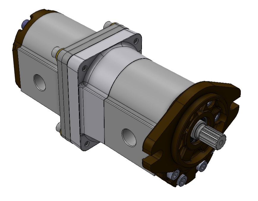 Group 3 to Group 3 Hydraulic Tandem Pump - 30 CC - to 19 CC - Clockwise Rotation - SAEB 2Bolt 13T Shaft