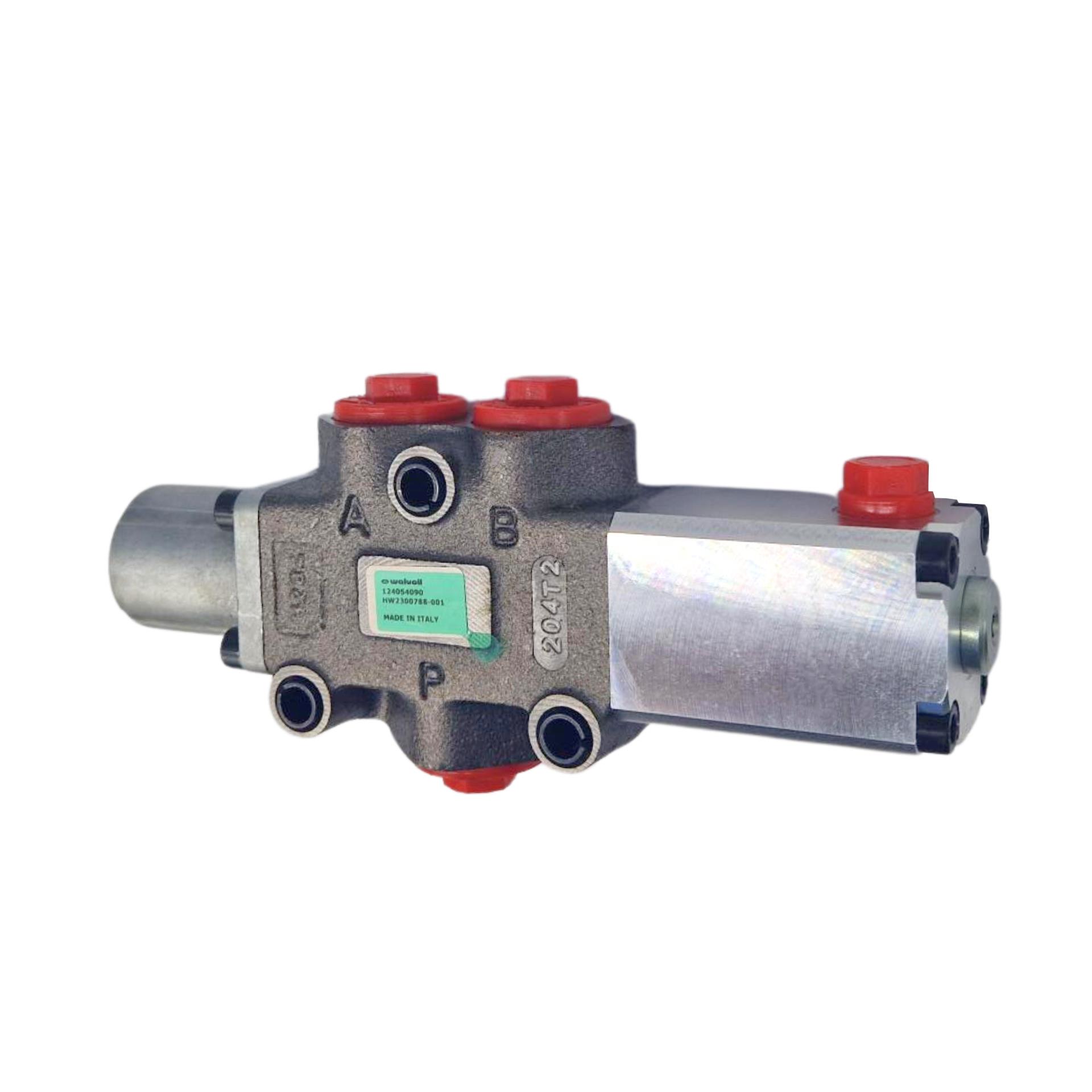 Walvoil, DF10/3A17IB2, 3 Ways, 1/2", Open, Spring Return, Low Pressure Pilot, Manual Spool Diverter Valve