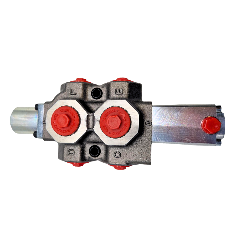 Walvoil, DF20/6A17MEIB2, 6 Ways, 3/4", Open, Heavier Spring Return, Low Pressure Pilot, Manual Spool Diverter Valve