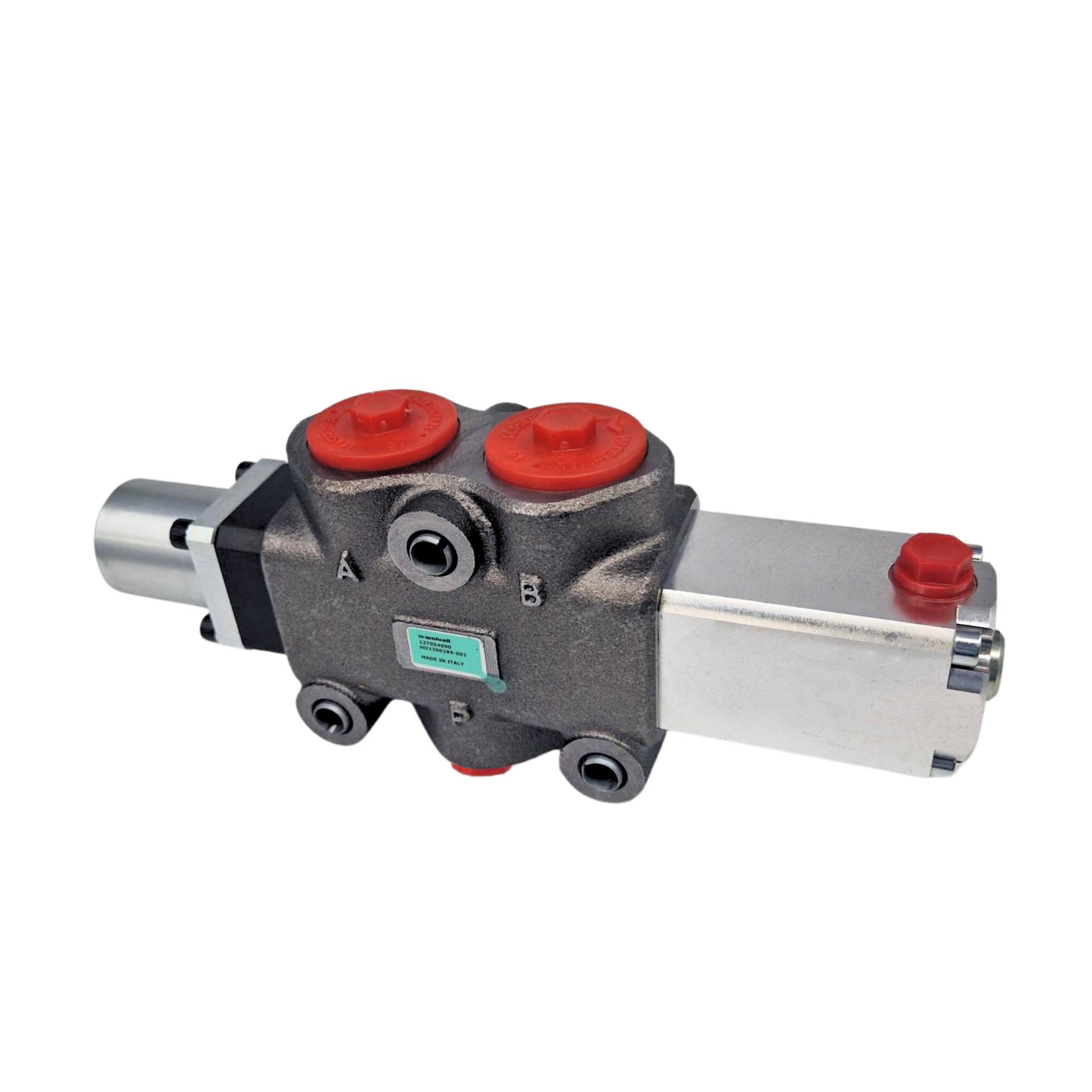 Walvoil, DF25/3A17MEIB2, 3 Ways, 1", Open, Heavier Spring Return, Low Pressure Pilot, Manual Spool Diverter Valve