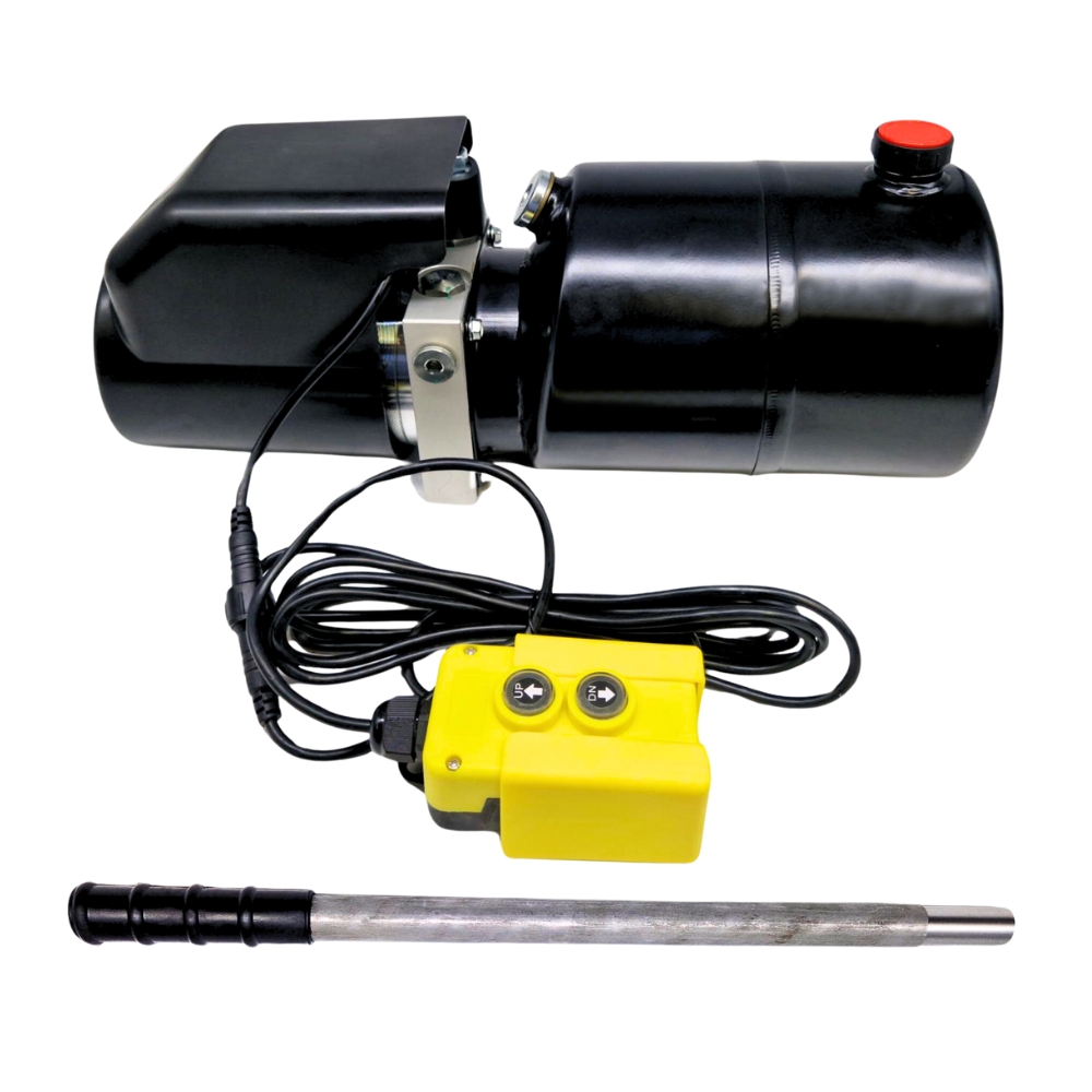 Flowfit 24V DC Single Acting Hydraulic Power Pack 2KW With 4L Steel Tank, Back Up Hand Pump & Wireless Remote