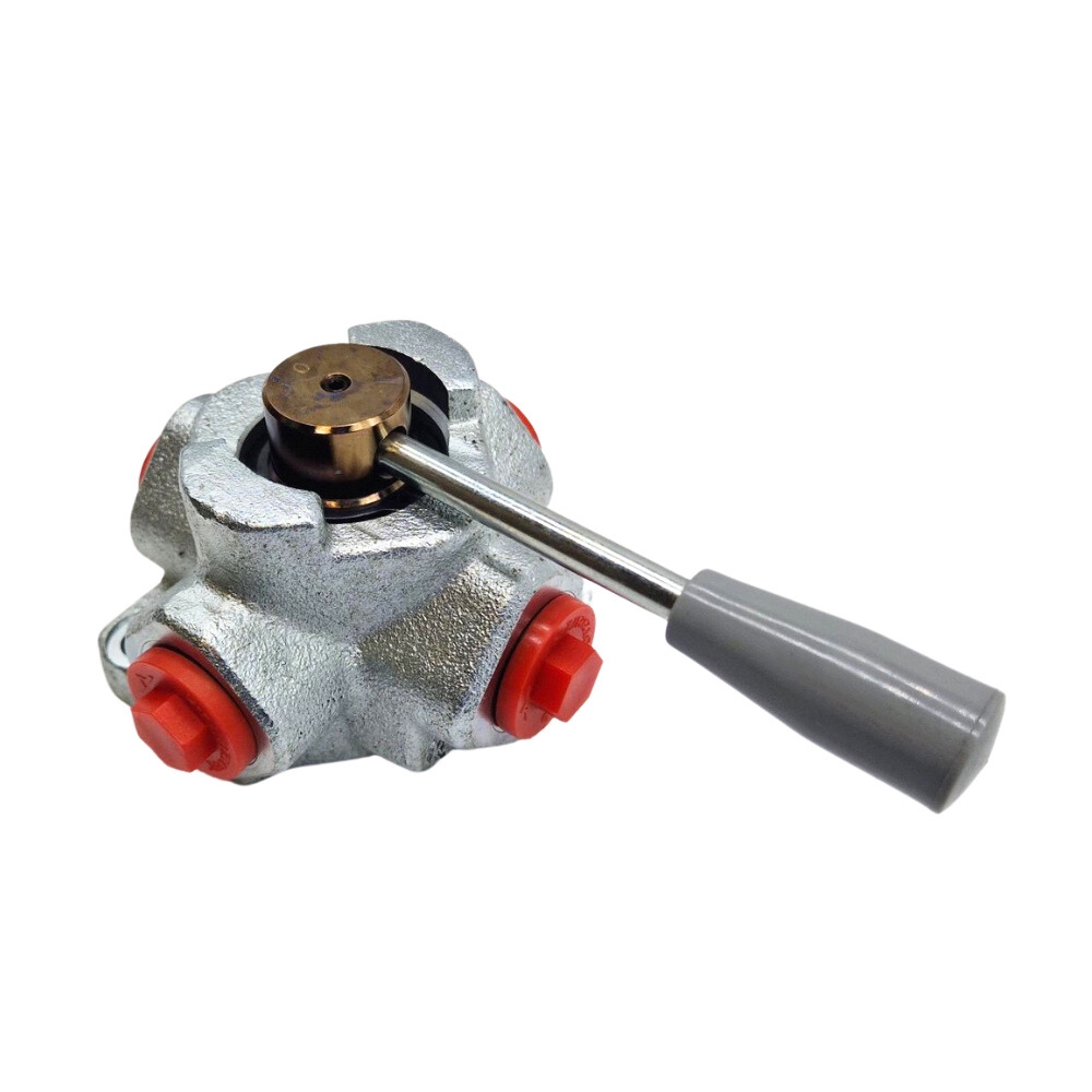 Walvoil, DHZ10/4B, 4 Way 1/2", Open Centre, Galvanized Manual Rotary Control Diverter Valve