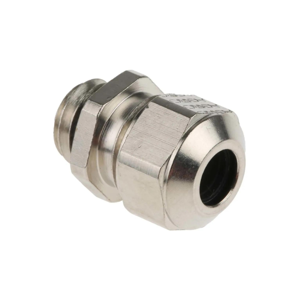 Nickel Plated Brass Cable Gland, M10 Thread, 4mm Min, 6mm Max, IP68, IP69K