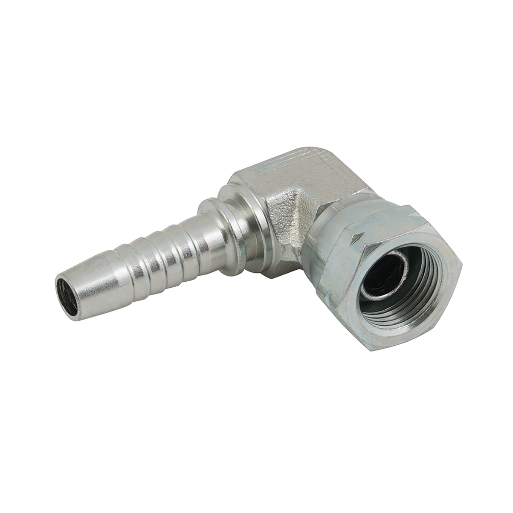 1" BSP Parallel Female,  60° Cone x Hose Tail, 90° Compact Elbow