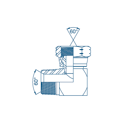 1/8 NPTF x 1/8 NPSM M/F 90° Compact Hydraulic Adaptor