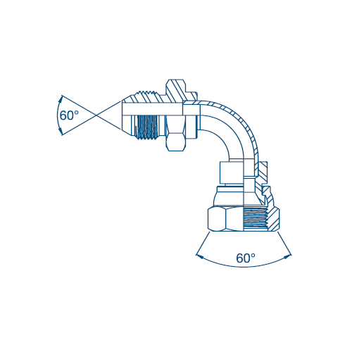 1/4 JIS M/F 90° Swept (BSP Threads) Hydraulic Adaptor