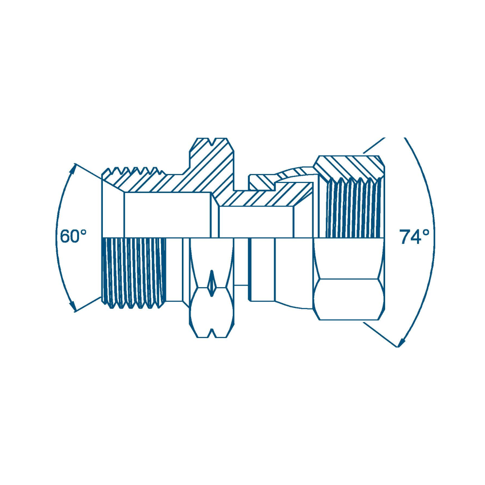 M12 1.5mm Pitch x 1/2 JIC M/F Hydraulic Adaptor