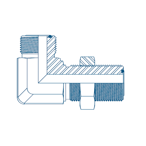 9/16 Orfs M/M 90° Bulkhead C/W Nut Hydraulic Adaptor