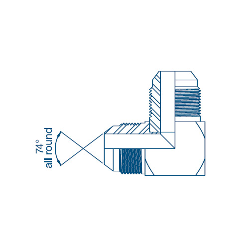 7/16 JIC x 7/16 JIC M/M 90° Compact Hydraulic Adaptor
