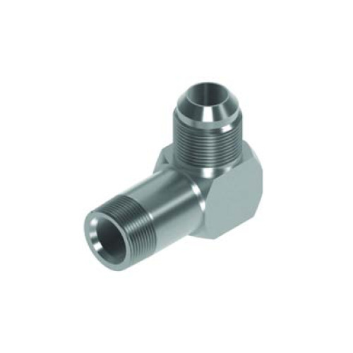 1/4 NPTF Extended x 7/16 JIC M/M 90° Compact A=1.59" Hydraulic Adaptor