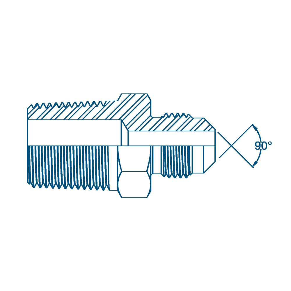 1/4 BSPT x 5/8 SAE 45° Ext Flare M/M Hydraulic Adaptor