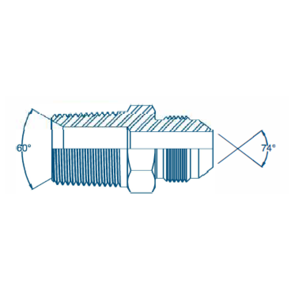 1/8 NPTF x 7/16 JIC M/M Hydraulic Adaptor