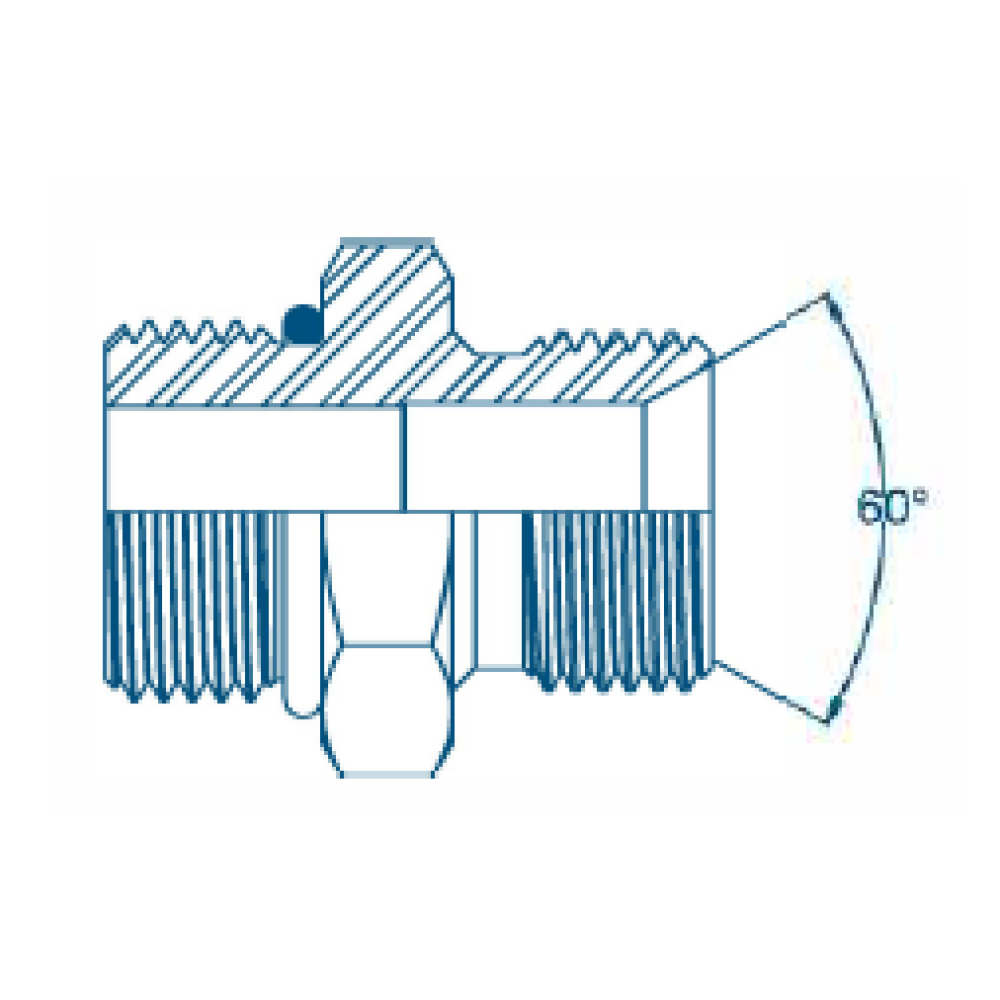 1-1/16 SAE SORB WITH ORING x 1 BSP M/M Hydraulic Adaptor