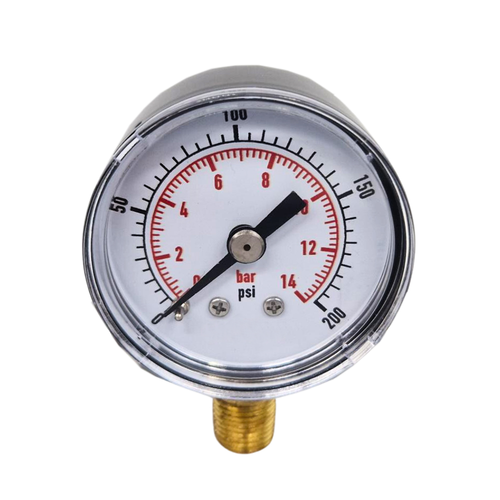 40mm Dry/Pneumatic pressure gauge 0-15 PSI (1 BAR) 1/8 BSPT BASE Entry