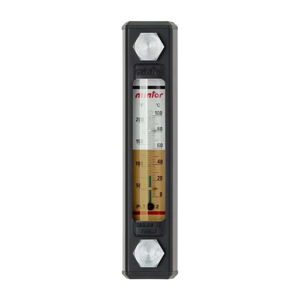 Hydraulic vertical level indicator with thermometer, M10, Length 76mm