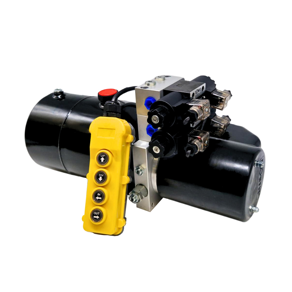 Flowfit 12V DC Double Acting, Double Solenoid Hydraulic Power Pack 1.6KW With 4L Steel Tank