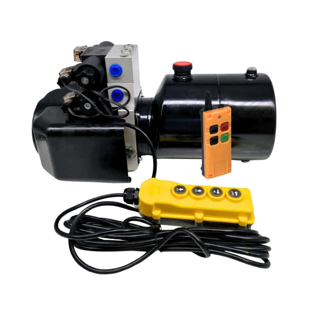 Flowfit 24V DC Double Acting, Double Solenoid Hydraulic Power Pack 1.6KW With 4L Steel Tank & Wireless Remote