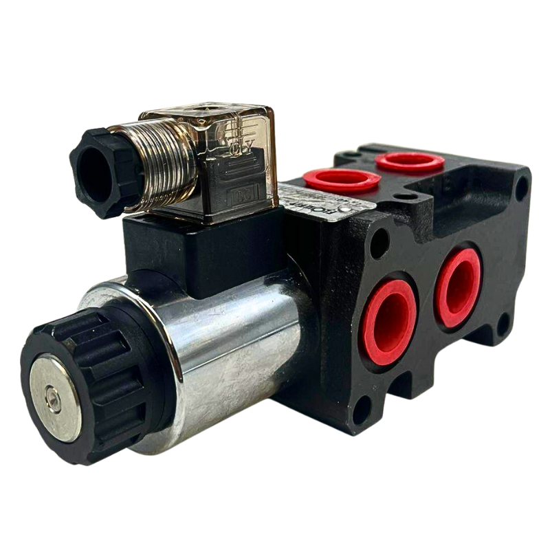 Flowfit 6 Way Hydraulic Solenoid Diverter, 1/2" BSP, Internal Drained, 12V DC, 50 L/Min Flows Flowfit 6 Way Hydraulic Solenoid Diverter, 1/2" BSP, Internal Drained, 12V DC, 50 L/Min Flows