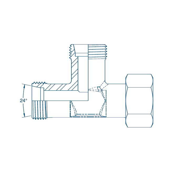 M12 (6L) M/F/M Tee - Body Hydraulic Adaptor