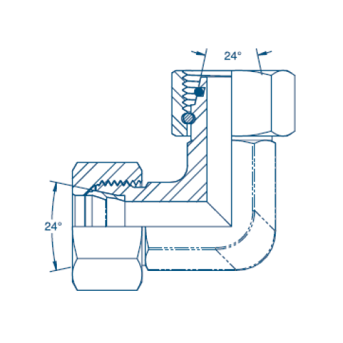 M14 (6S) M/F 90° Compact - Complete Hydraulic Adaptor