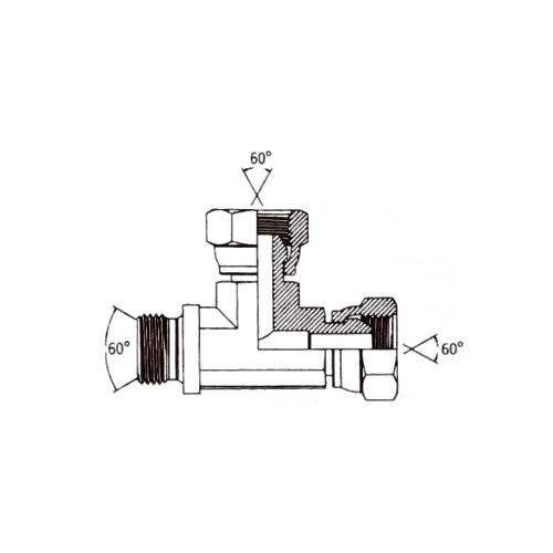 1/4 BSP M/F/F Forged Tee For Bonded Seal Hydraulic Adaptor