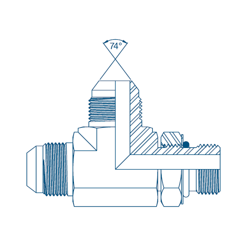 7/16 JIC x 7/16 UNF x 7/16 JIC M/M/M Positional Tee On Run Hydraulic Adaptor