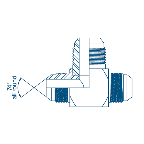 7/16 x 7/16 x 9/16 JIC M/M/M Tee Hydraulic Adaptor