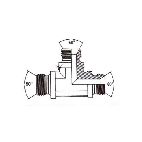 1/4 BSP M/M/M Forged Tee For Bonded Seal Hydraulic Adaptor