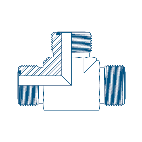 9/16 Orfs M/M/M Tee Hydraulic Adaptor