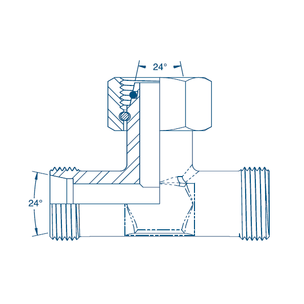 M12 (6L) M/M/F Tee - Body Hydraulic Adaptor