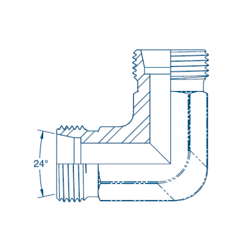 M12 (6L) M/M 90° Compact - Body Only Hydraulic Adaptor